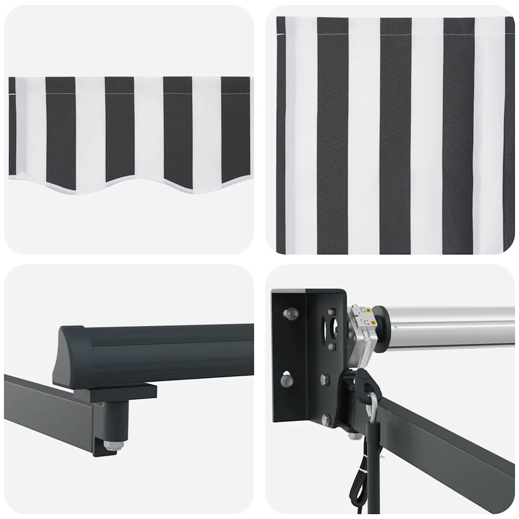 Uvlačiva tenda antracit i bijela 5x3 m tkanina i aluminij