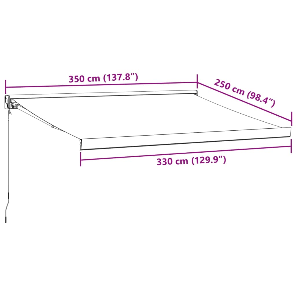 Tenda na uvlačenje antracit-bijela 3,5x2,5 m tkanina i aluminij