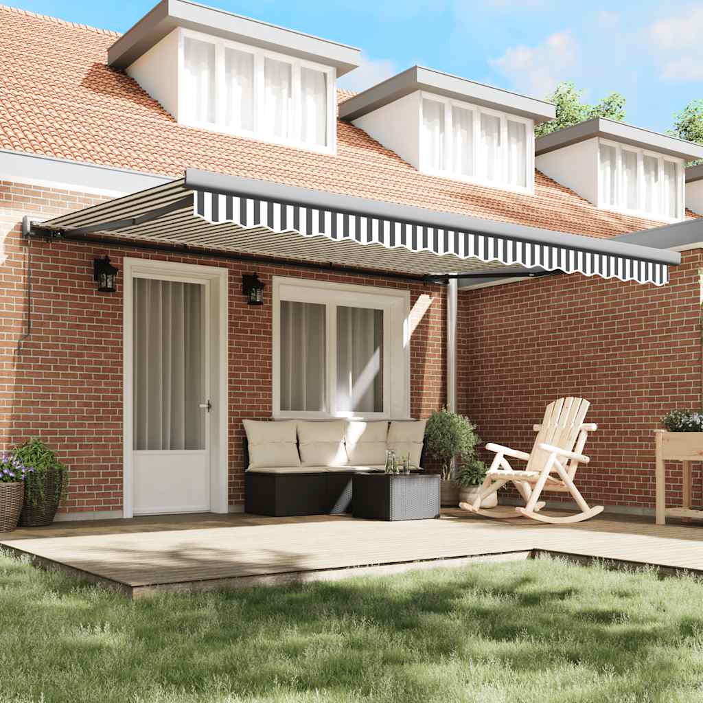 Tenda na uvlačenje antracit-bijela 4,5x3 m tkanina i aluminij