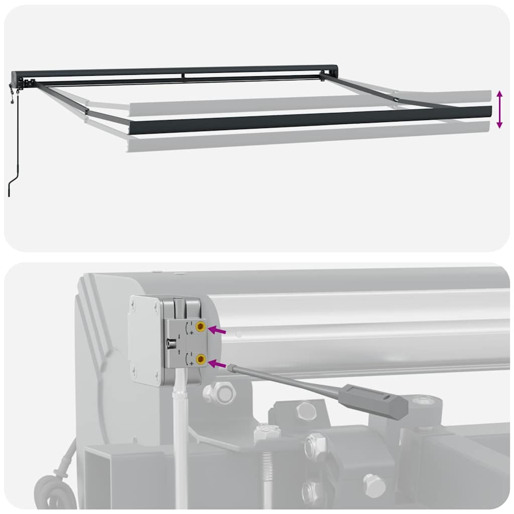 Tenda na uvlačenje antracit i bijela 3x2,5 m tkanina i aluminij