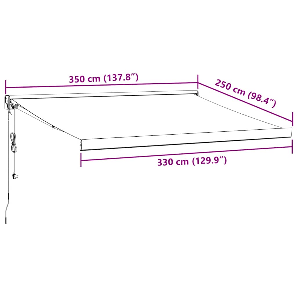 Tenda na uvlačenje antracit-bijela 3,5x2,5 m tkanina i aluminij