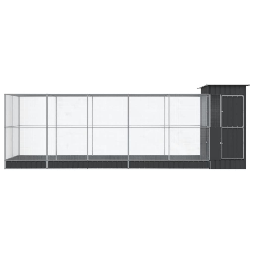 Kavez za ptice s produžetkom srebrni 623x203x216 cm čelični