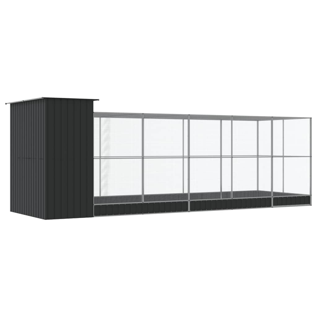 Kavez za ptice s produžetkom srebrni 623x203x216 cm čelični