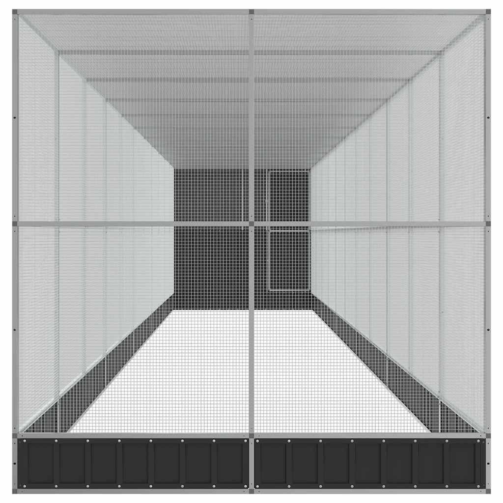 Kavez za ptice s produžetkom srebrni 1244x203x216 cm čelični