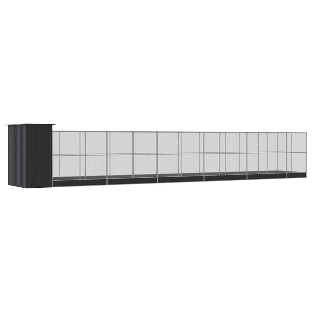 Kavez za ptice s produžetkom srebrni 1244x203x216 cm čelični