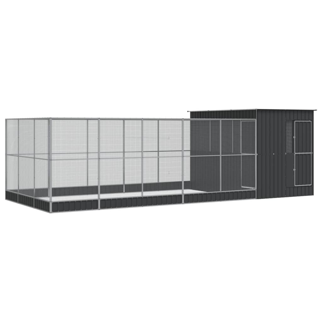 Kavez za ptice s produžetkom srebrni 704x303x216 cm čelični
