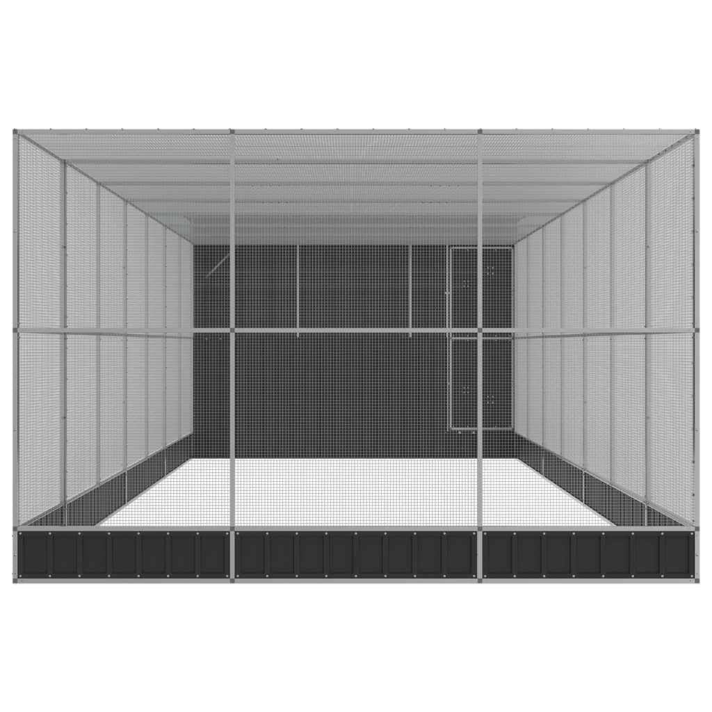 Kavez za ptice s produžetkom srebrni 911x303x216 cm čelični
