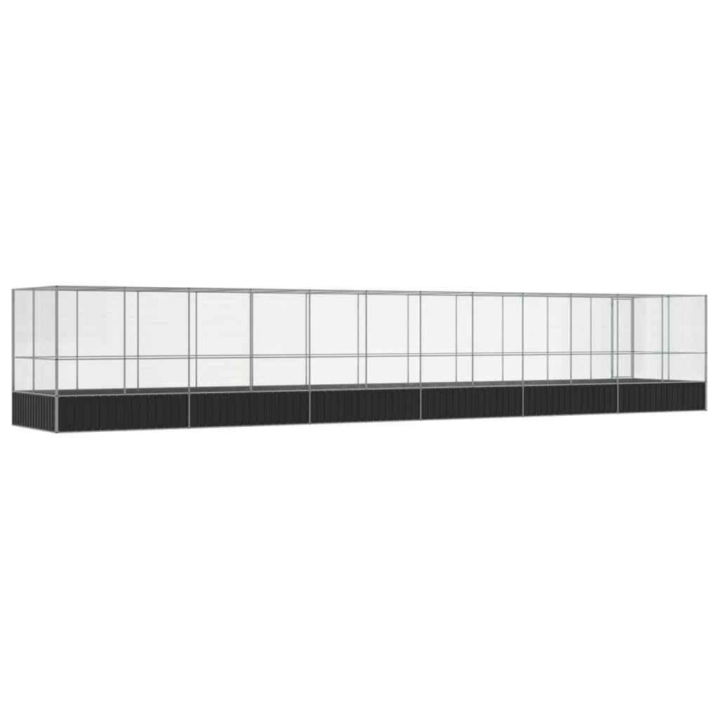 Kavez za ptice s produžetkom srebrni 1246x207x212 cm čelični