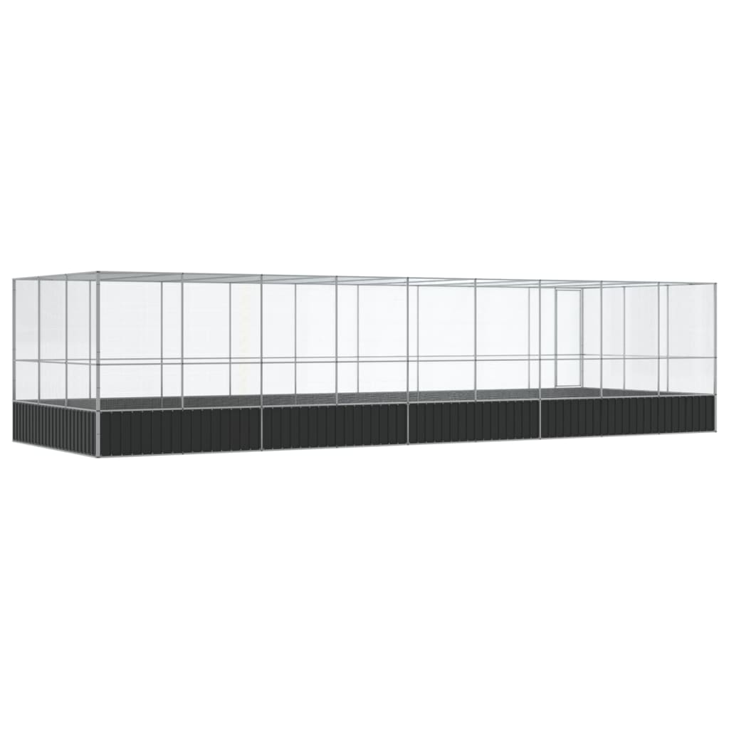 Kavez za ptice s produžetkom srebrni 932x307x212 cm čelični