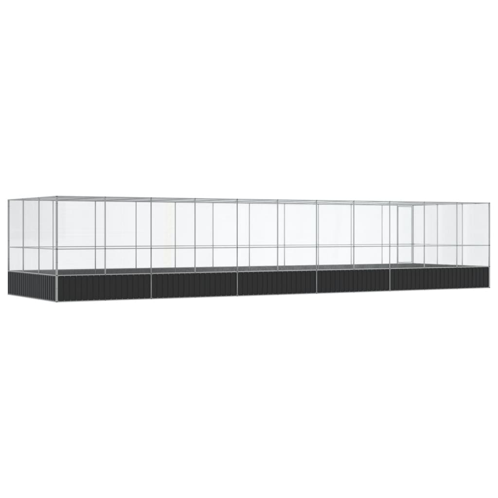Kavez za ptice s produžetkom srebrni 1139x307x212 cm čelični