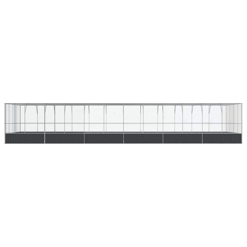 Kavez za ptice s produžetkom srebrni 1246x414x212 cm čelični