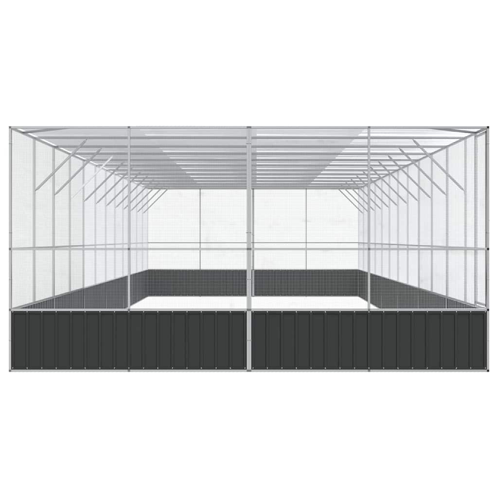 Kavez za ptice s produžetkom srebrni 1246x414x212 cm čelični