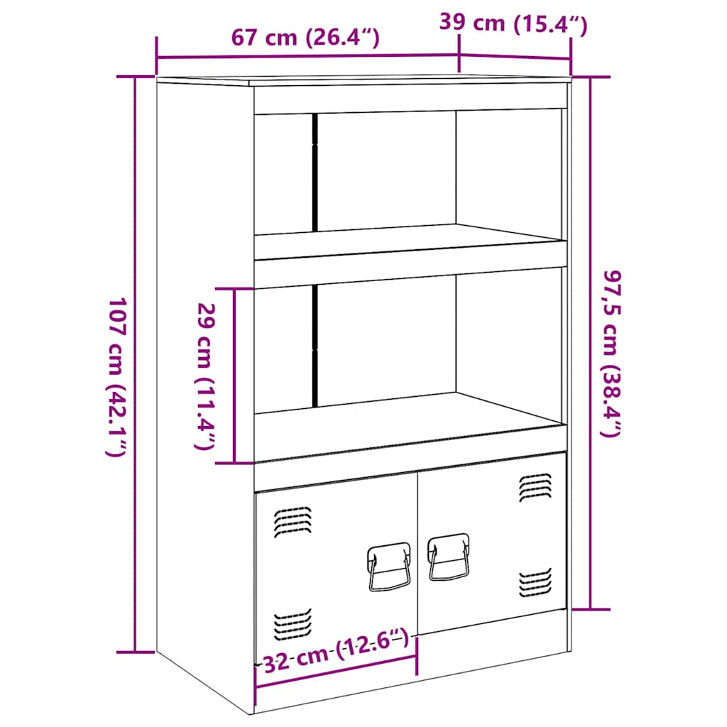 Komoda antracit 67 x 39 x 107 cm čelična
