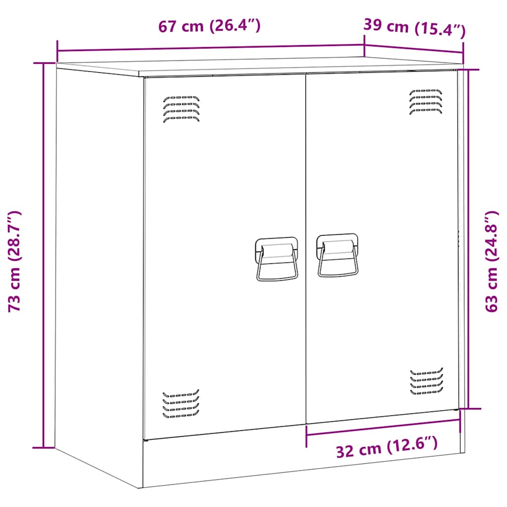 Komoda crna 67 x 39 x 73 cm čelična
