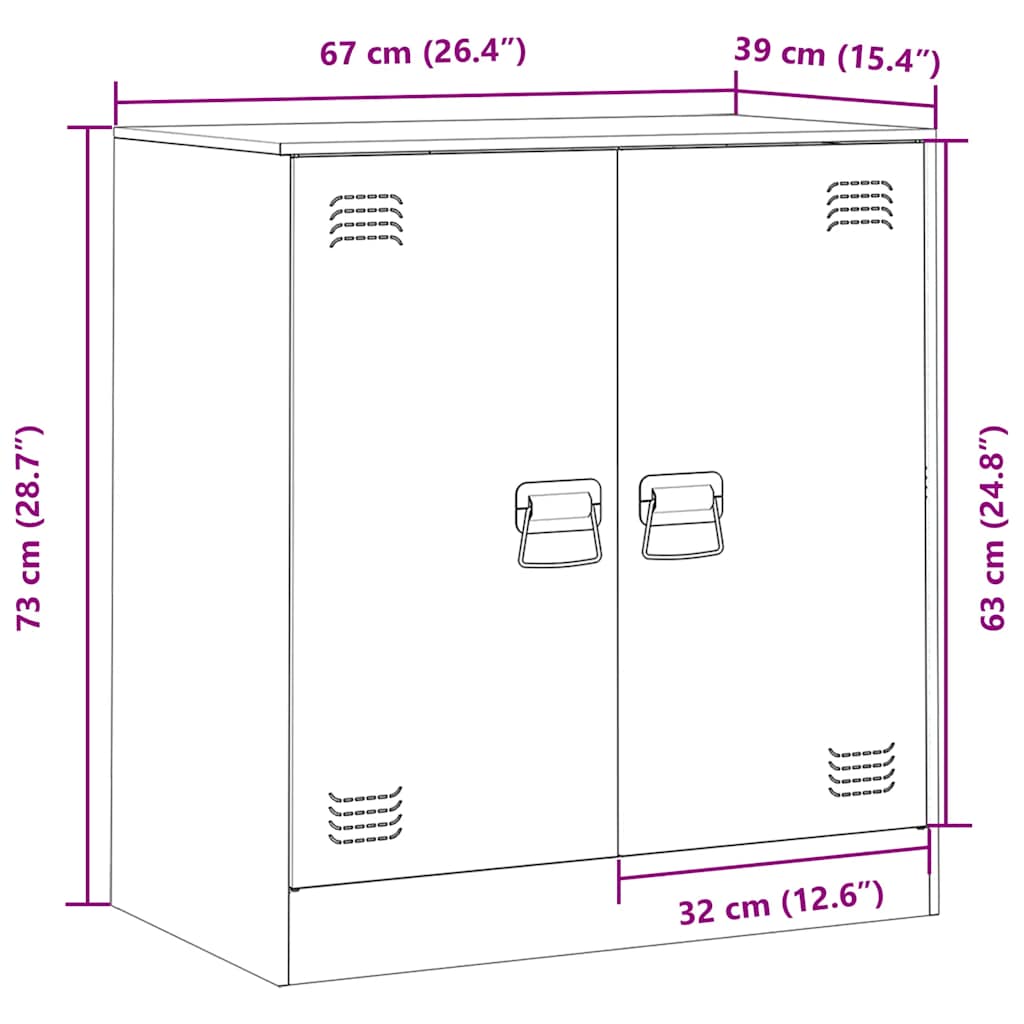 Komoda maslinastozeleni 67 x 39 x 73 cm čelična