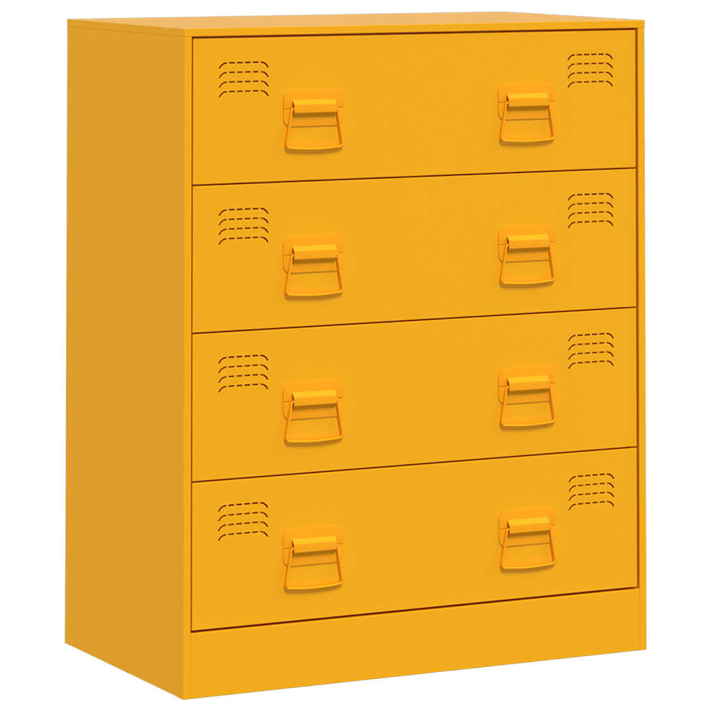 Komoda boja senfa 67 x 39 x 83 cm čelični