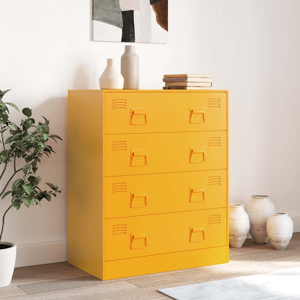 Komoda boja senfa 67 x 39 x 83 cm čelični