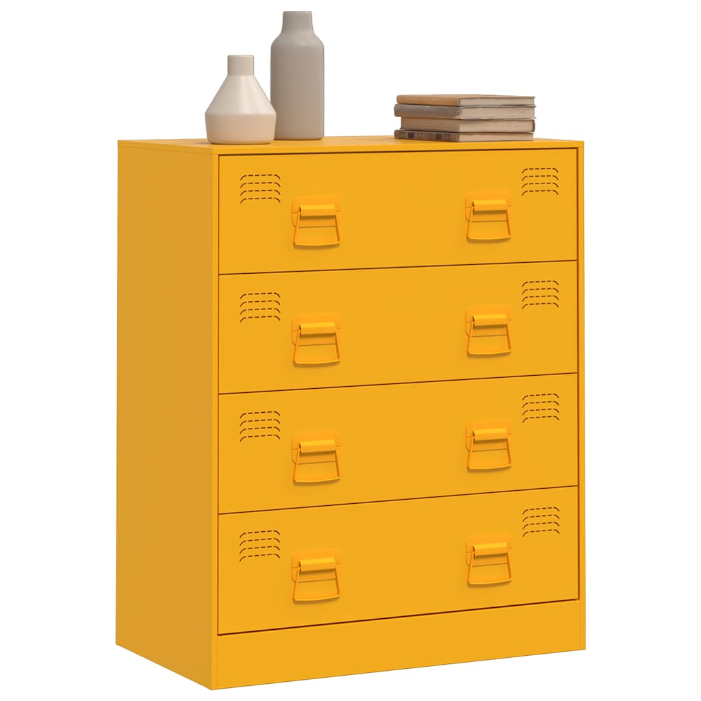 Komoda boja senfa 67 x 39 x 83 cm čelični