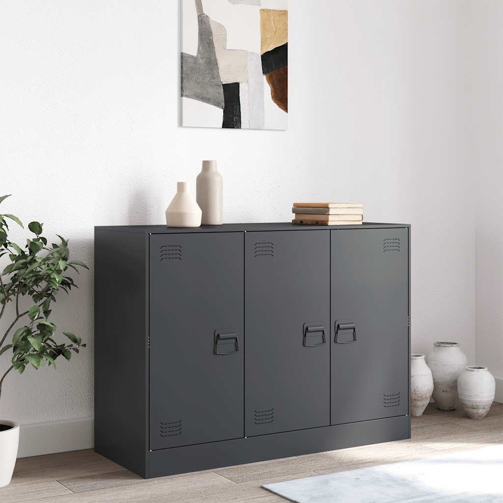 Komoda antracit 99 x 39 x 73 cm čelična