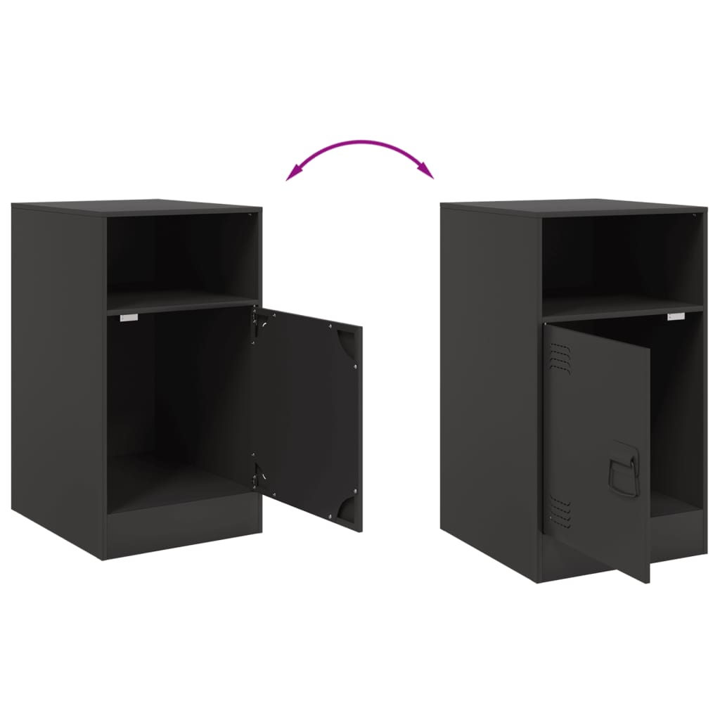 Noćni ormarići 2 kom crni 34,5 x 39 x 62 cm čelični