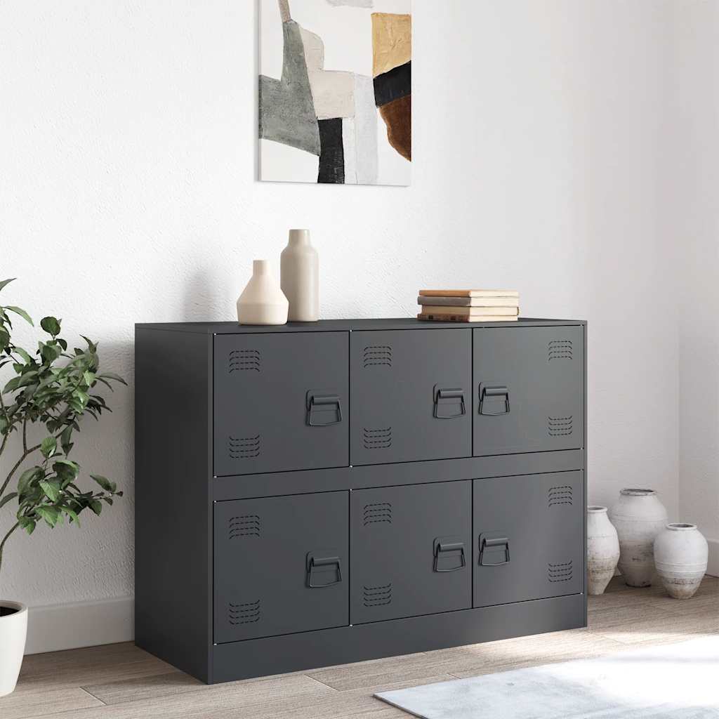 Komoda antracit 99 x 39 x 73 cm čelična