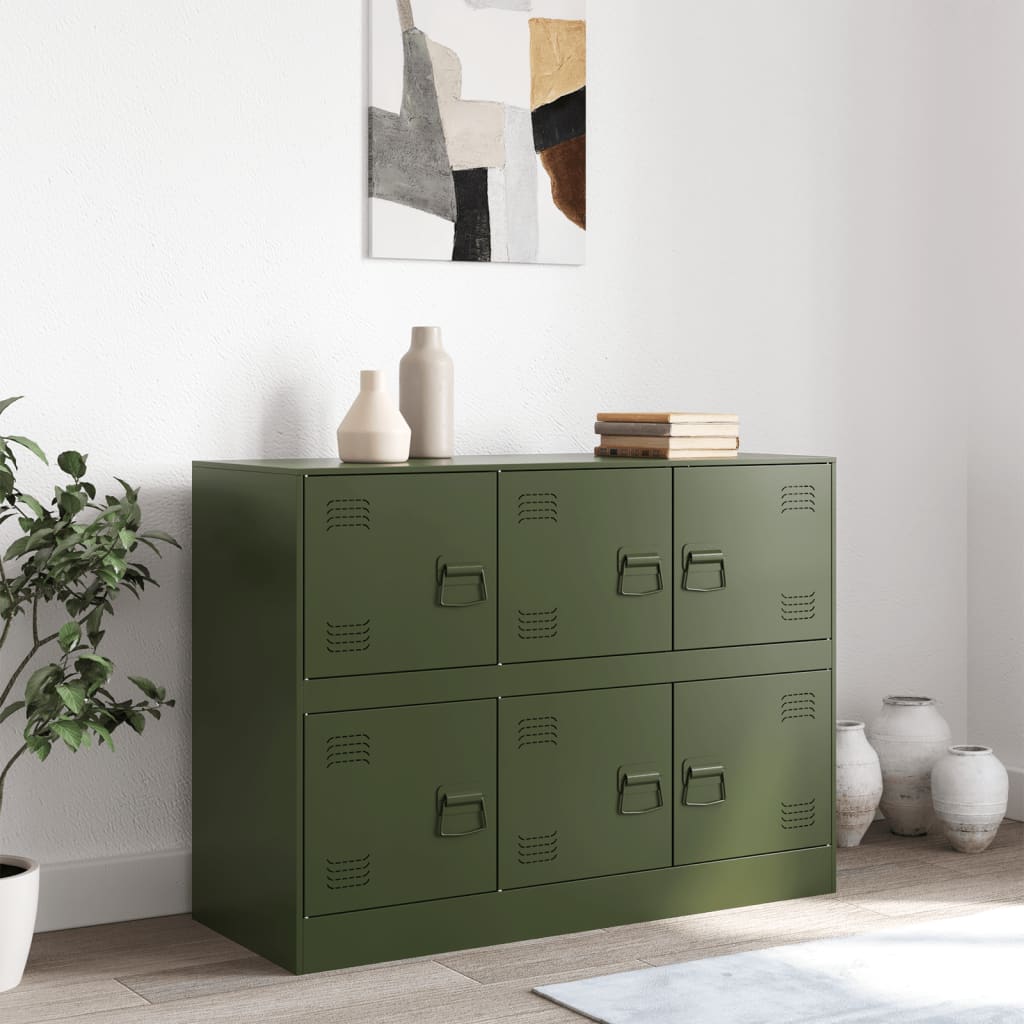 Komoda maslinastozeleni 99 x 39 x 73 cm čelična