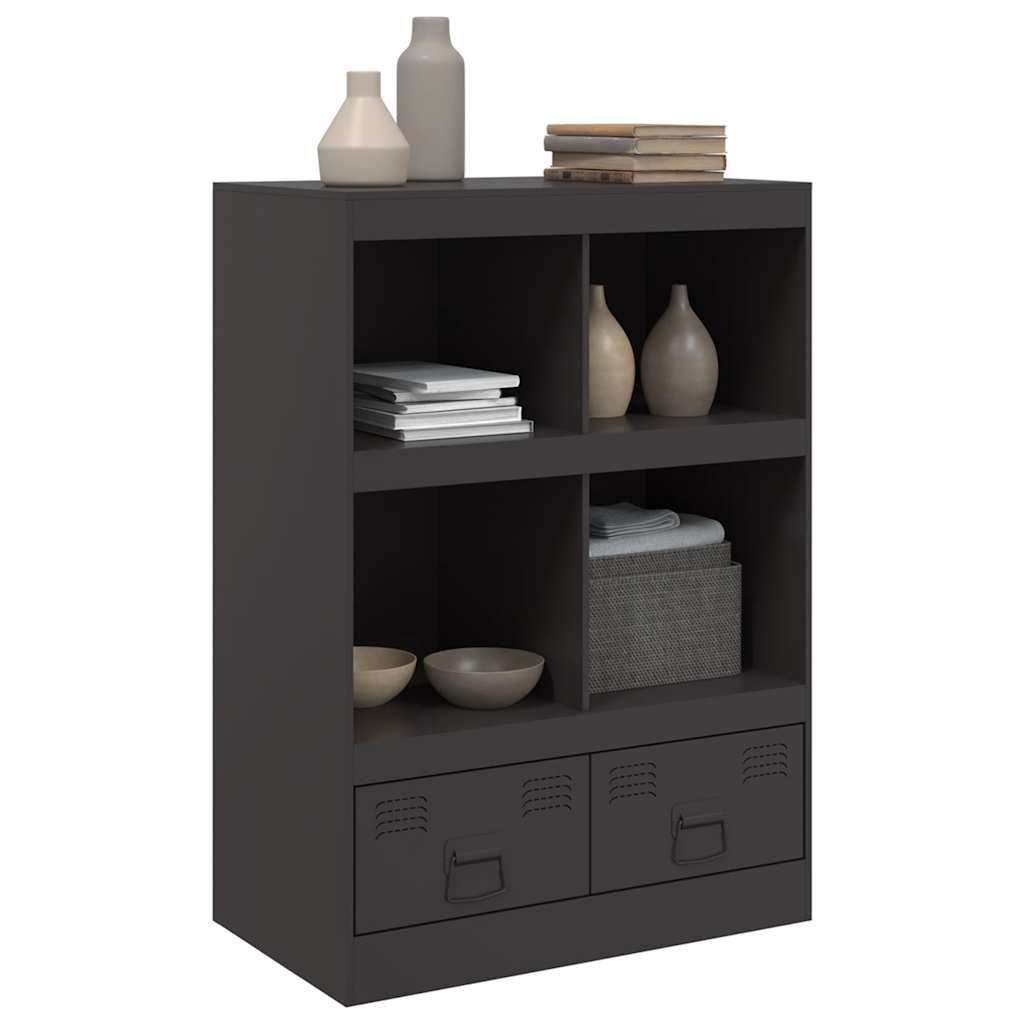 Visoka komoda crna 67 x 39 x 95 cm čelična