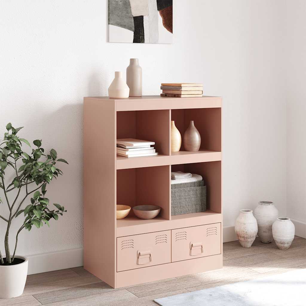 Visoka komoda ružičasta 67 x 39 x 95 cm čelična