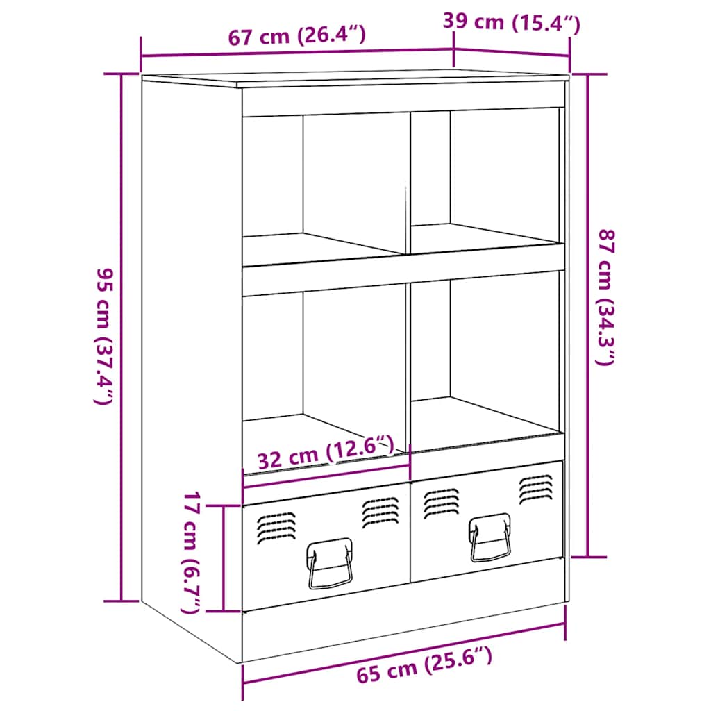 Visoka komoda antracit 67 x 39 x 95 cm čelična