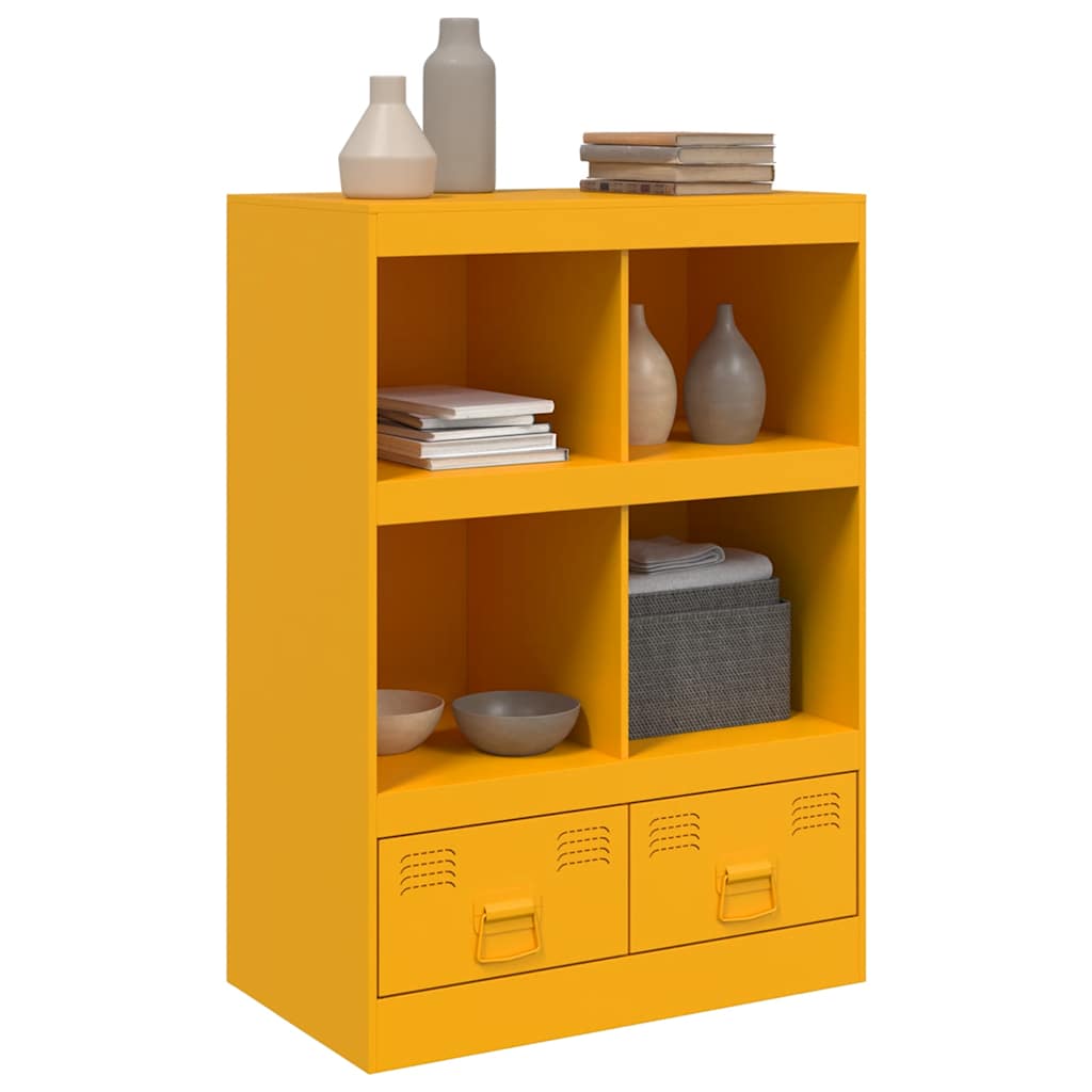 Visoka komoda boja senfa 67 x 39 x 95 cm čelični