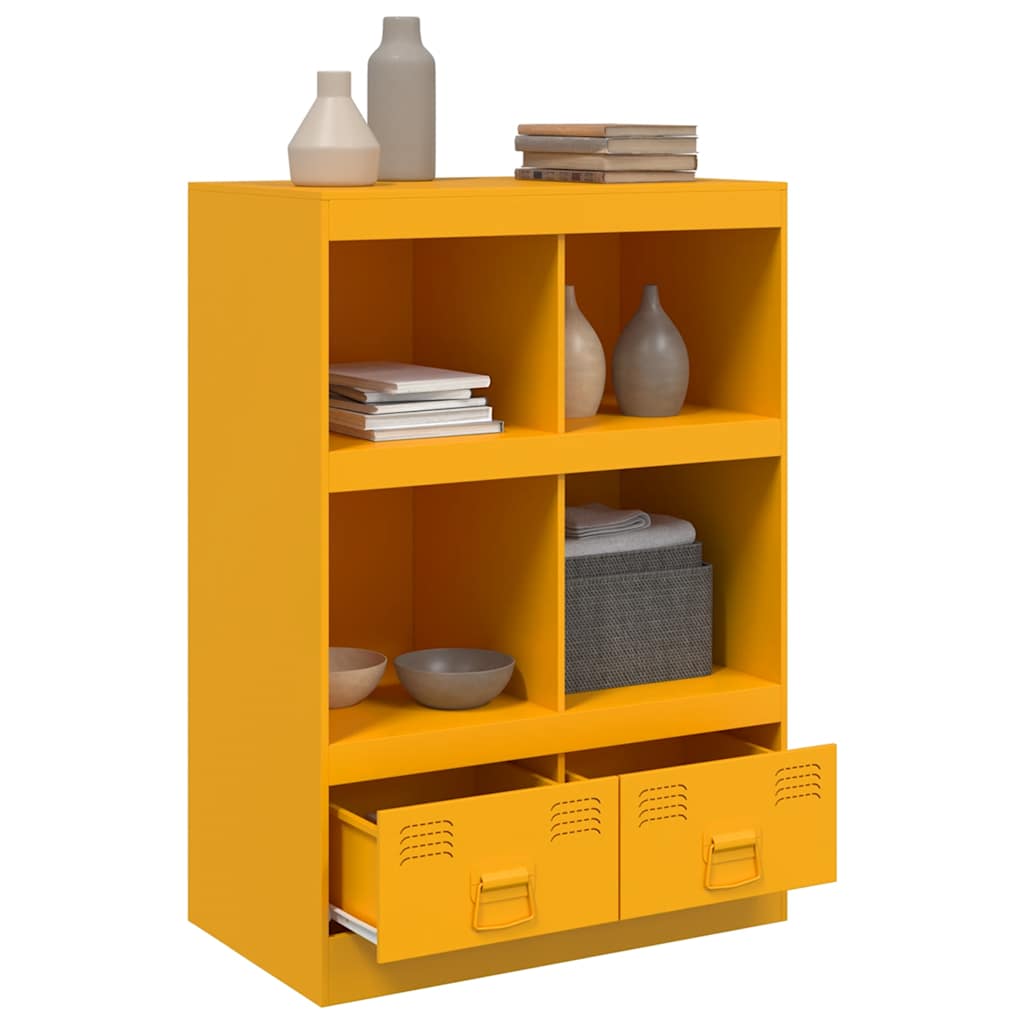 Visoka komoda boja senfa 67 x 39 x 95 cm čelični