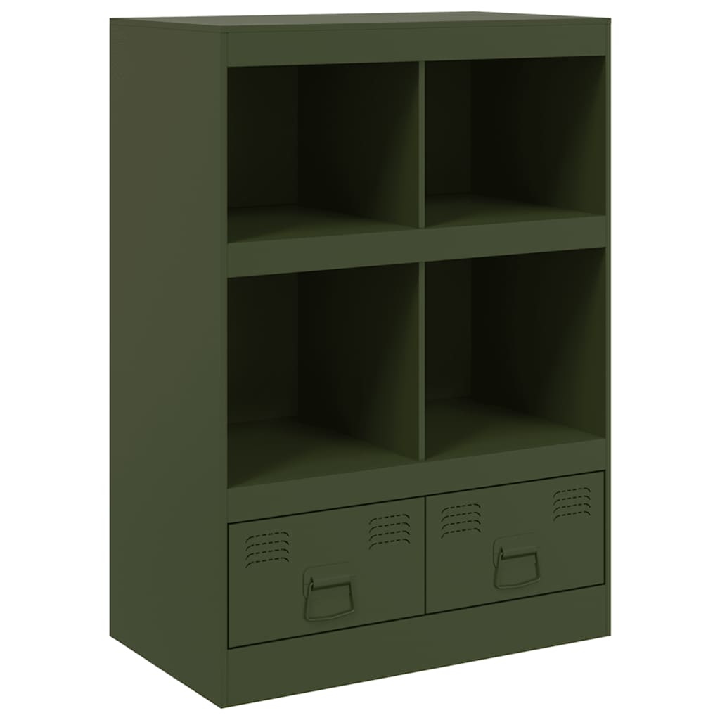 Visoka komoda maslinastozeleni 67 x 39 x 95 cm čelična