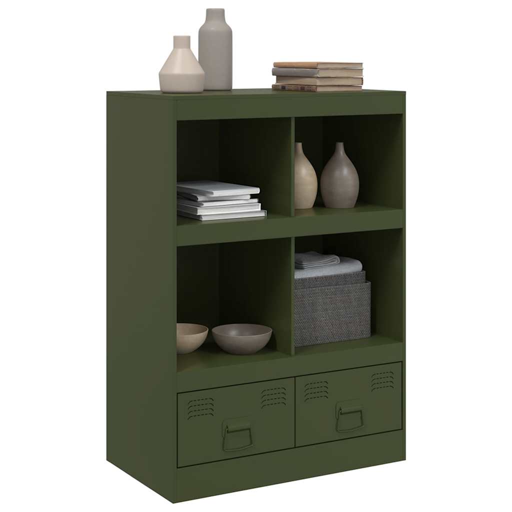 Visoka komoda maslinastozeleni 67 x 39 x 95 cm čelična