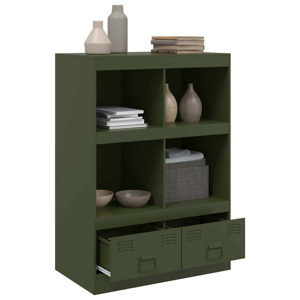 Visoka komoda maslinastozeleni 67 x 39 x 95 cm čelična
