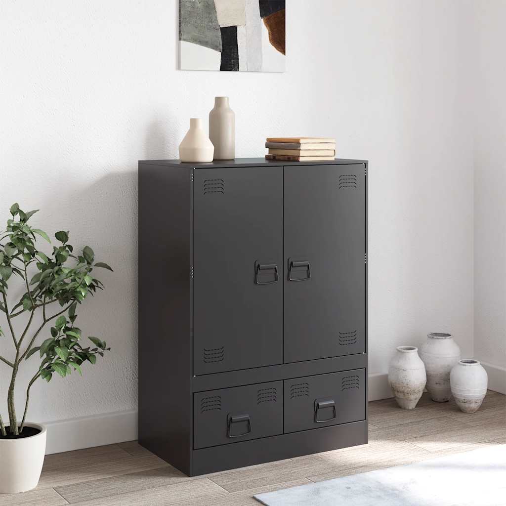 Visoka komoda crna 67 x 39 x 95 cm čelična