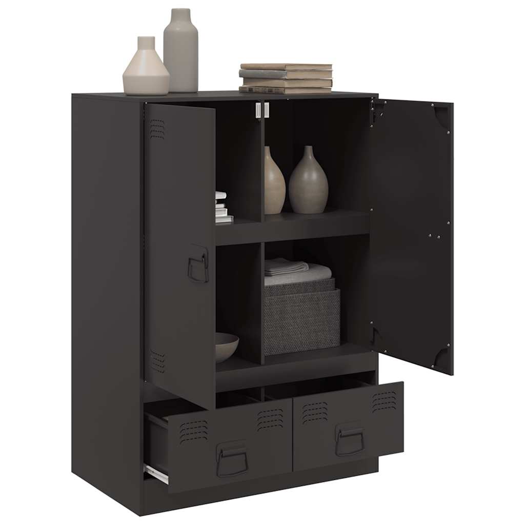 Visoka komoda crna 67 x 39 x 95 cm čelična