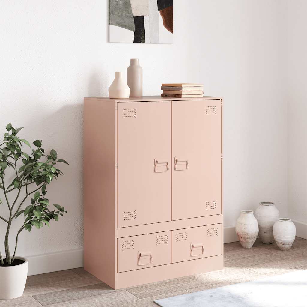 Visoka komoda ružičasta 67 x 39 x 95 cm čelična