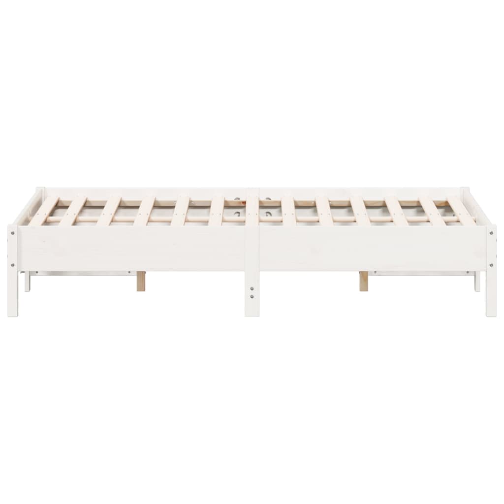 Okvir kreveta bez madraca bijeli 135 x 190 cm masivna borovina