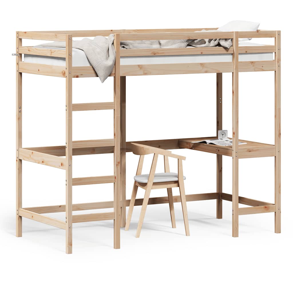 Krevet na kat s radnim stolom 90x190 cm od masivne borovine
