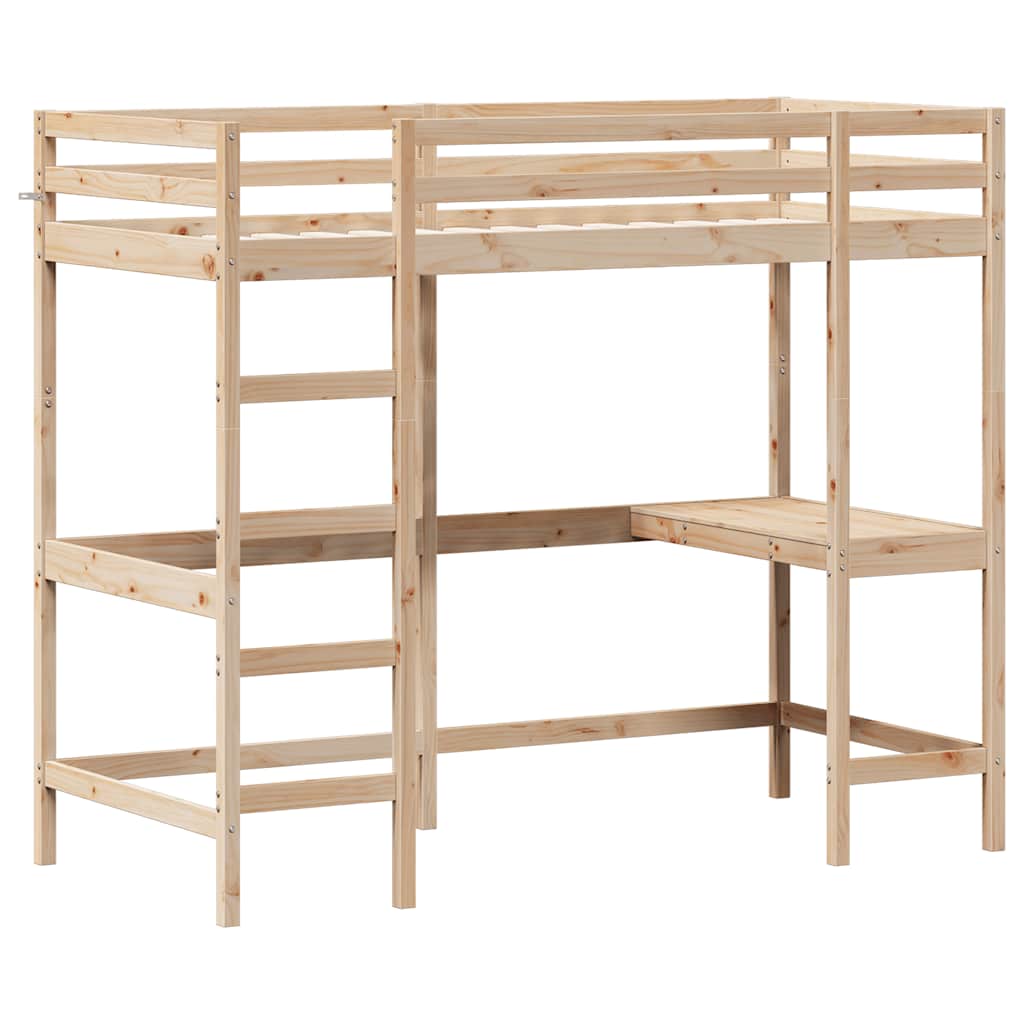 Krevet na kat s radnim stolom 90x190 cm od masivne borovine