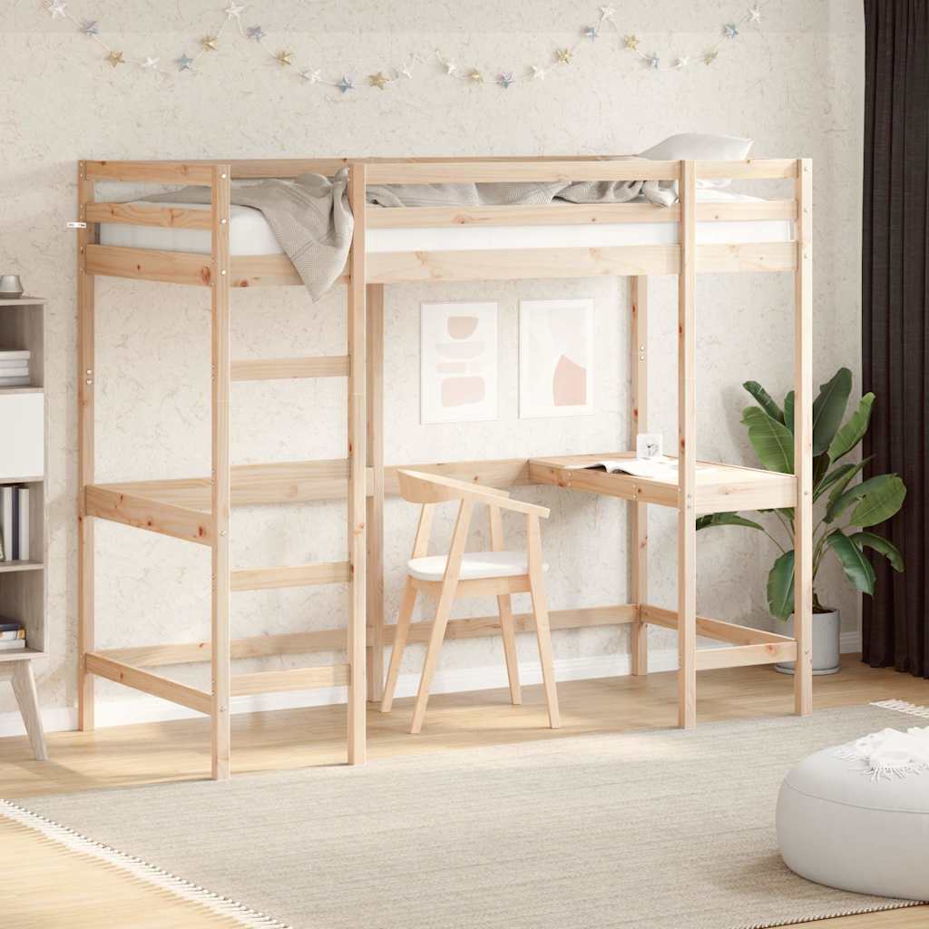 Krevet na kat s radnim stolom 90x190 cm od masivne borovine