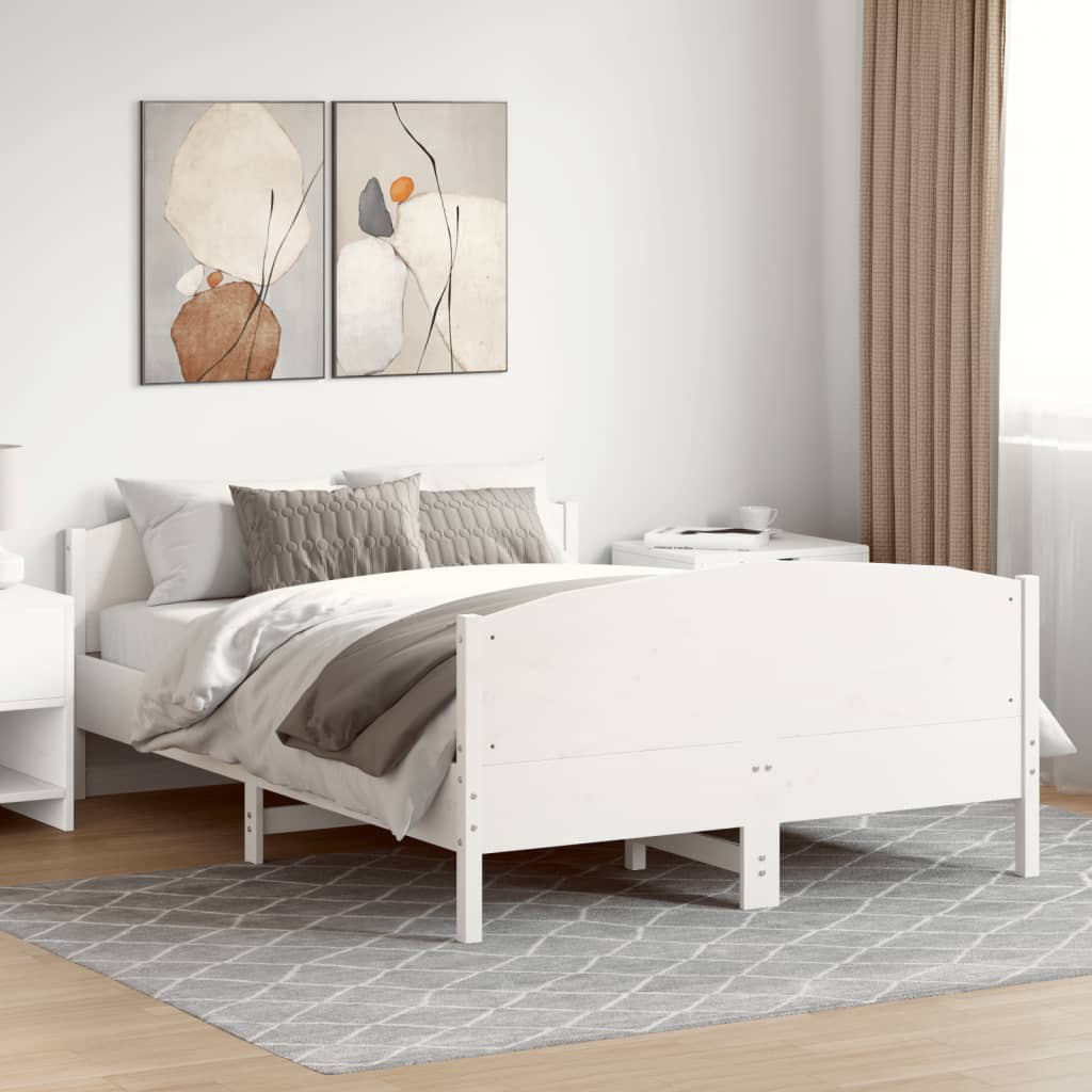 Okvir kreveta bez madraca bijeli 135 x 190 cm masivna borovina