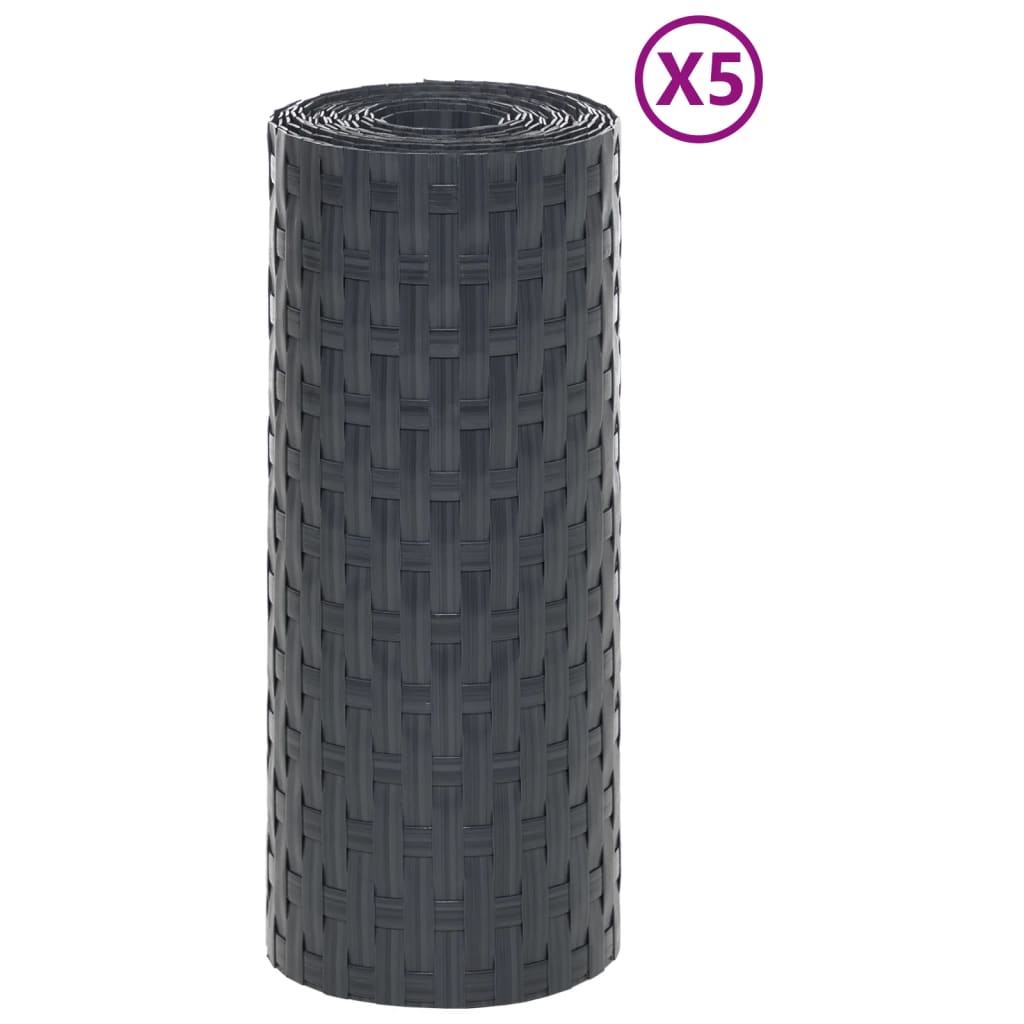 Balkonski zasloni 5 kom antracit 255 x 19 cm od poliratana