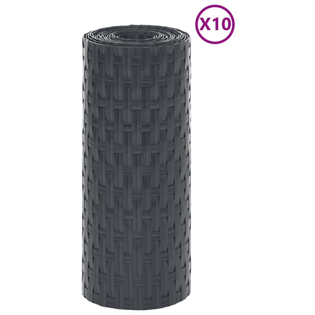 Balkonski zasloni 10 kom antracit 255 x 19 cm od poliratana