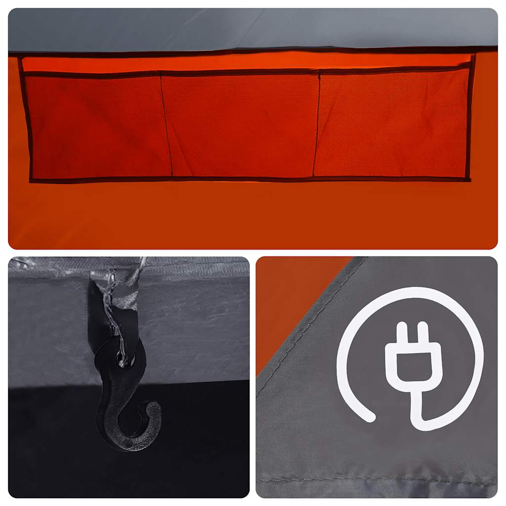 Obiteljski šator tipi 6 osoba sivo-narančasti vodootporni