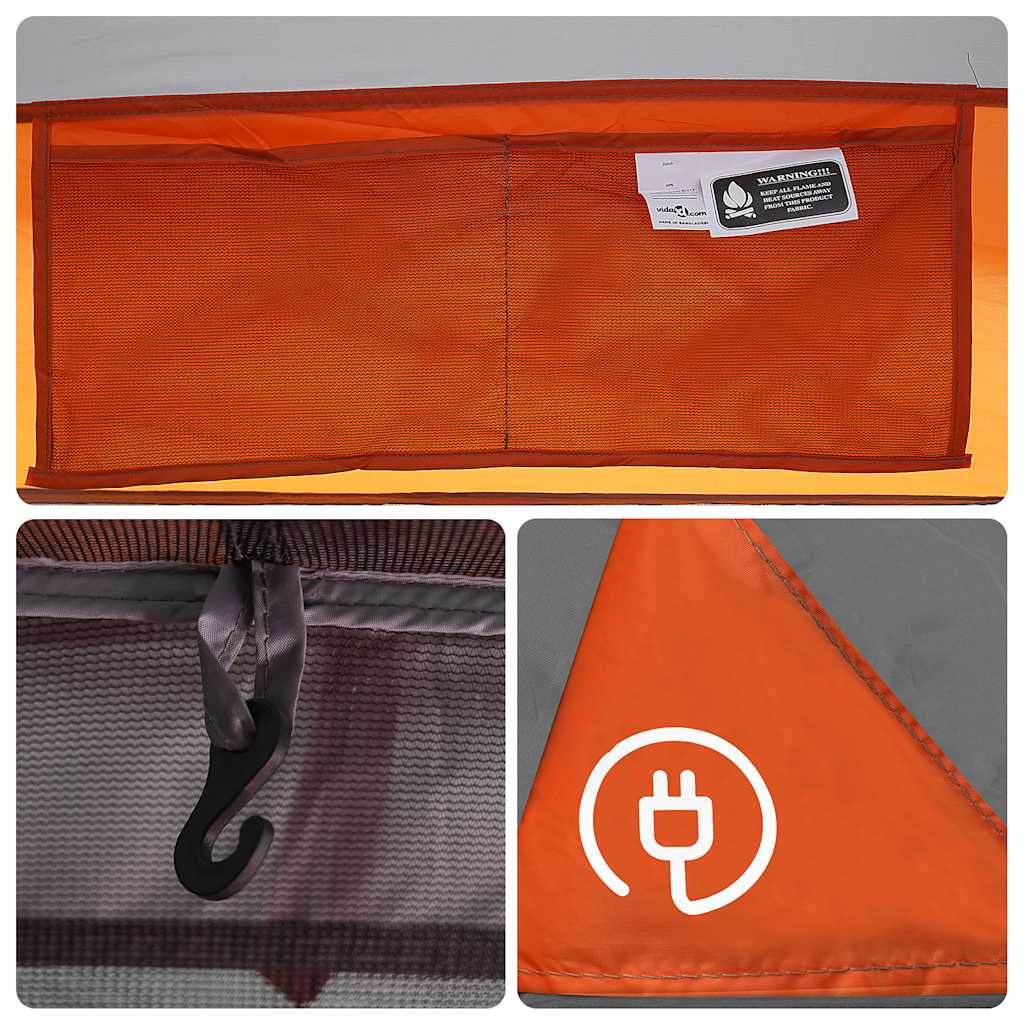 Šator s kabinom za kampiranje za 4 osobe sivo-narančasti