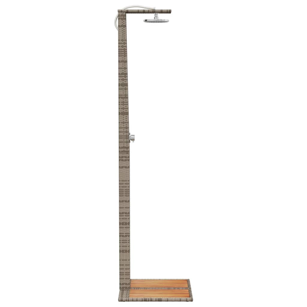 Vanjski tuš sivi 50x55x224 cm od poliratana i bagremovog drva