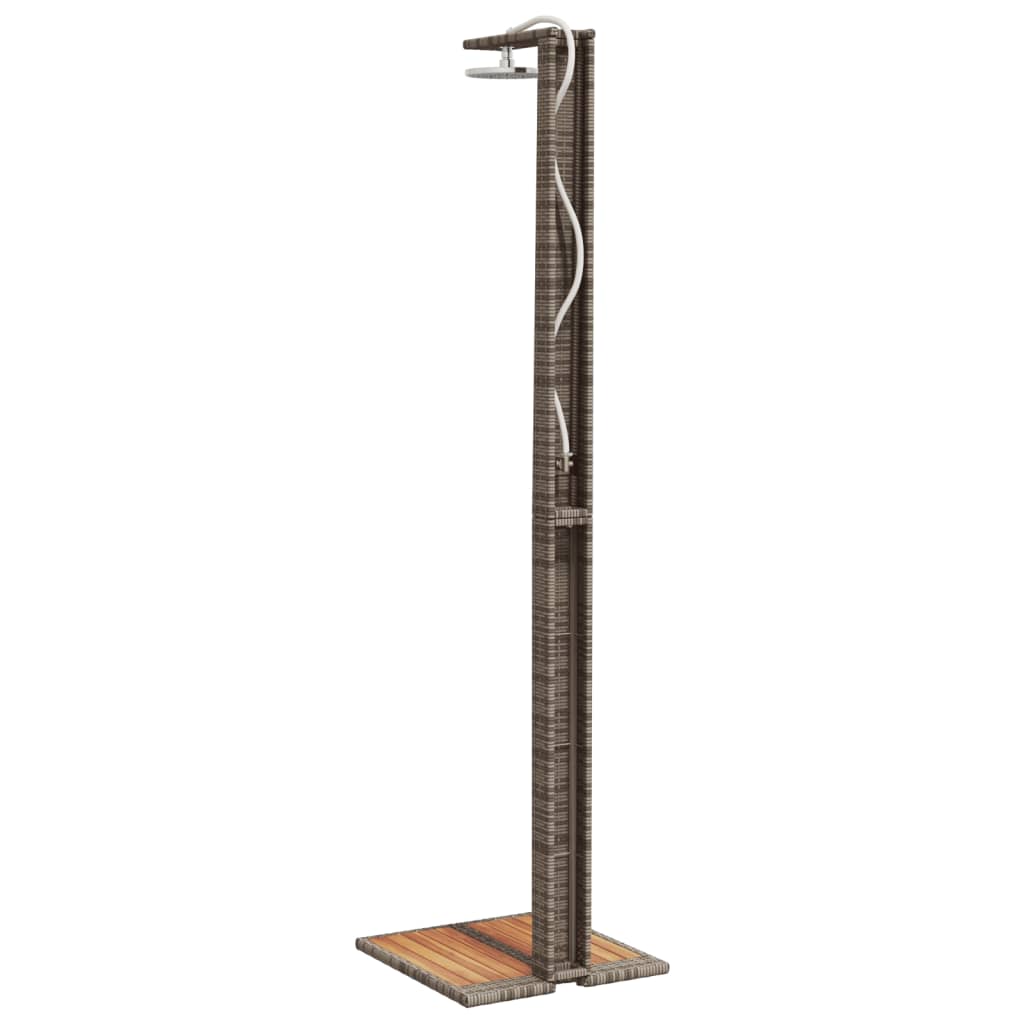 Vanjski tuš sivi 50x55x224 cm od poliratana i bagremovog drva