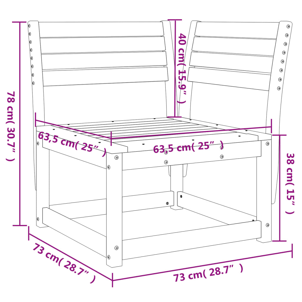 Kutna vrtna sofa voštano smeđa 73x73x78 cm od masivne borovine