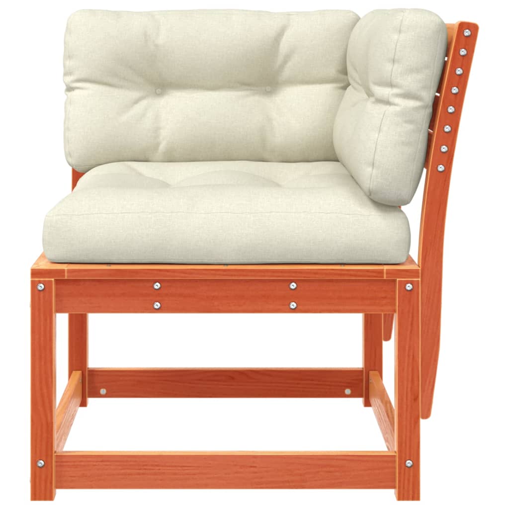 Kutna vrtna sofa s jastucima voštano smeđa 73x73x78 cm borovina